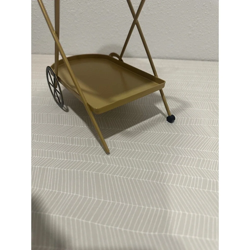 Target Gold Metal Two Tiered Serving Bar Cart‎ Miniature Decor Accent Flawed